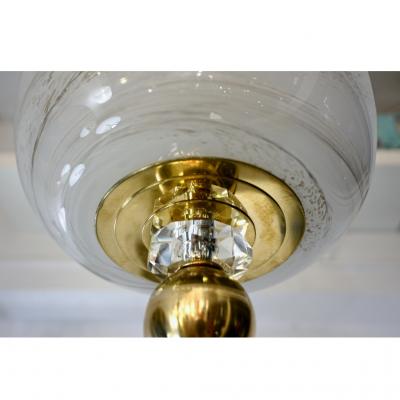 Bespoke Italian Brass Cream White Alabaster Glass Cylinder Pendant Lantern