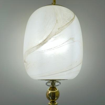 Bespoke Italian Brass Cream White Alabaster Glass Cylinder Pendant Lantern