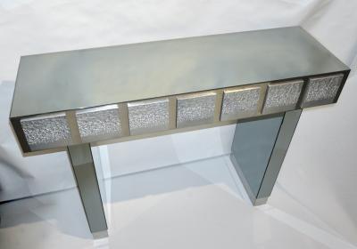 Bespoke Italian Contemporary One of a Kind Polished Steel Smoked Mirror Console