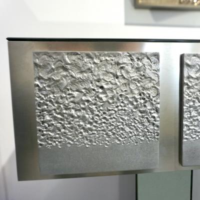 Bespoke Italian Contemporary One of a Kind Polished Steel Smoked Mirror Console