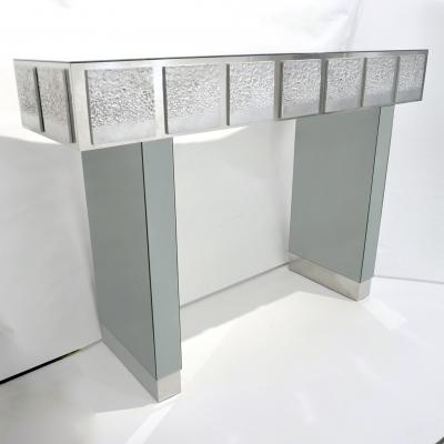 Bespoke Italian Contemporary One of a Kind Polished Steel Smoked Mirror Console