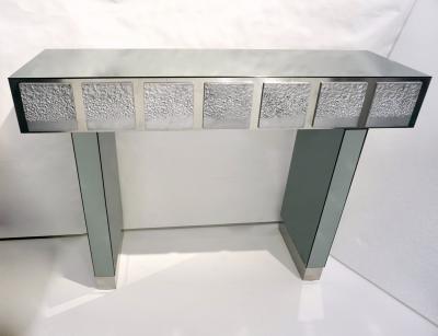 Bespoke Italian Contemporary One of a Kind Polished Steel Smoked Mirror Console