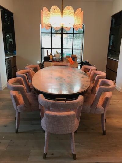 Bespoke Italian Crystal Smoked Taupe Murano Glass Brass Chandelier Flushmount