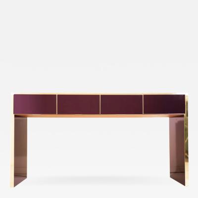 Bespoke Italian Design 4 Drawers Burgundy Brass Center Console Table Sideboard