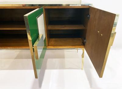 Bespoke Italian Green Orange Yellow Gray Geometric Postmodern Cabinet Sideboard