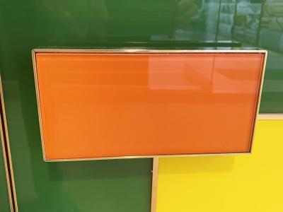 Bespoke Italian Green Orange Yellow Gray Geometric Postmodern Cabinet Sideboard
