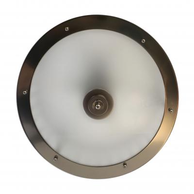 Bespoke Italian Gun Metal Crystal Murano Glass Flush Mount Drum Chandelier