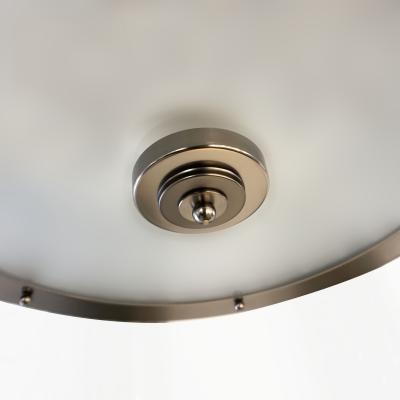 Bespoke Italian Gun Metal Crystal Murano Glass Flush Mount Drum Chandelier