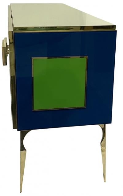 Bespoke Italian Ivory Yellow Green Blue Geometric Postmodern Cabinet Sideboard