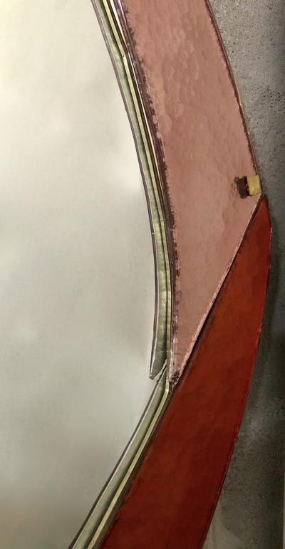 Bespoke Italian Memphis Design Gold Pink Turquoise Burgundy Murano Glass Mirror