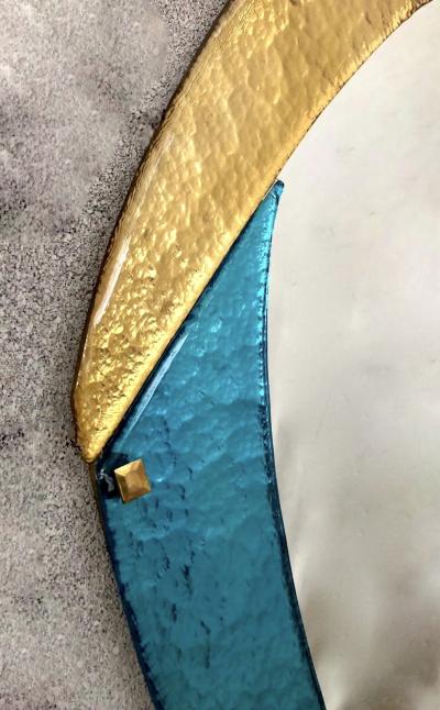 Bespoke Italian Memphis Design Gold Pink Turquoise Burgundy Murano Glass Mirror