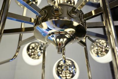 Bespoke Italian Modern 24 Light Alabaster Murano Glass Custom Nickel Chandelier