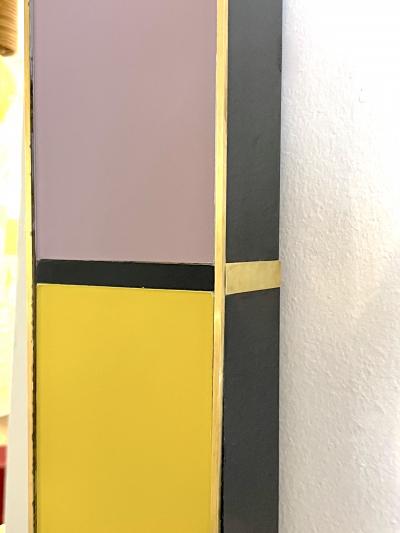 Bespoke Italian Mondrian Decor Orange Yellow Gray Black White Gold Glass Mirror