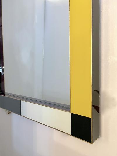 Bespoke Italian Mondrian Decor Orange Yellow Gray Black White Gold Glass Mirror
