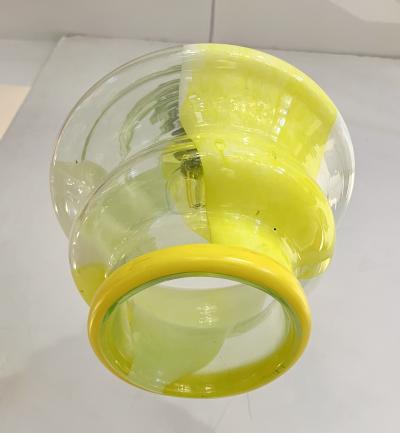 Bespoke Italian Organic Lemon Yellow White Step Tulip Murano Glass Pendant Light