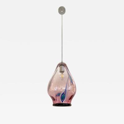 Bespoke Italian Organic Purple Black White Tulip Murano Glass Pendant Light