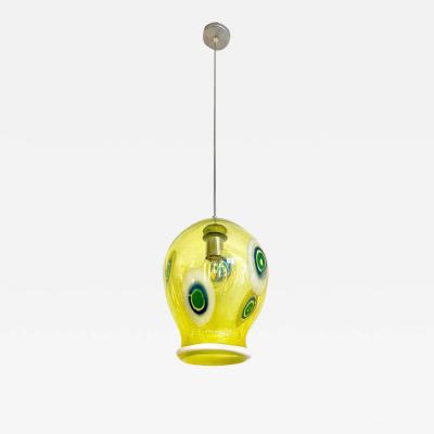 Bespoke Italian Organic Yellow Green White Tulip Murano Glass Pendant Light