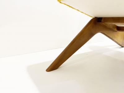 Bespoke Italian Pair of Boucle Mustard Yellow Aero Curved Beech Lounge Chairs