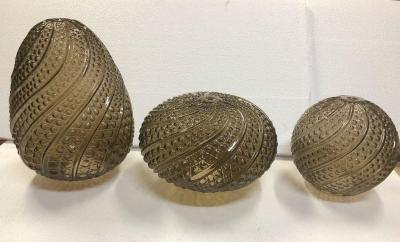 Bespoke Italian Round Black and Pink Crystal Murano Glass Brass Pendant Light