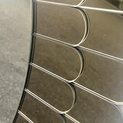 Bespoke Italian Scalloped Double Frame Smoked Bronze Murano Glass Round Mirror