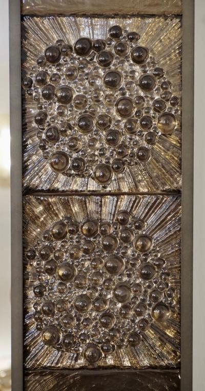 Bespoke Italian Smoked Amber Mirrored Murano Glass Geometric Bronze Tile Mirror