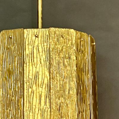 Bespoke Modern Art Deco Italian Gold Murano Glass Brass Lantern Chandelier