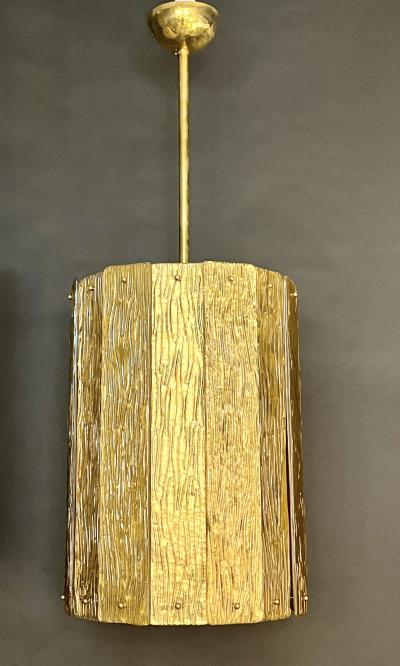 Bespoke Modern Art Deco Italian Gold Murano Glass Brass Lantern Chandelier