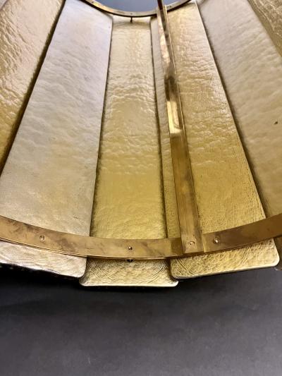 Bespoke Modern Art Deco Italian Gold Murano Glass Brass Lantern Chandelier