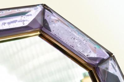 Bespoke Octagon Amethyst Murano Glass Mirror in Stock