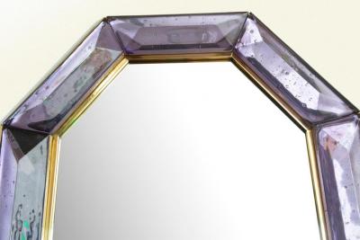 Bespoke Octagon Amethyst Murano Glass Mirror in Stock