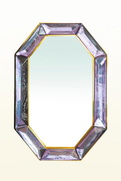 Bespoke Octagon Amethyst Murano Glass Mirror in Stock