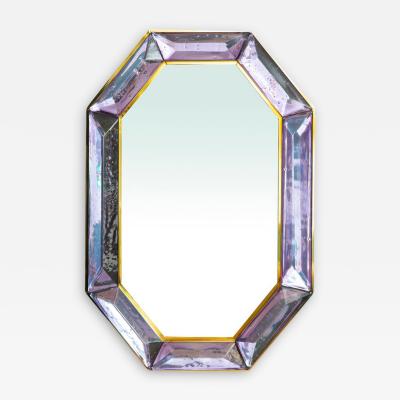 Bespoke Octagon Amethyst Murano Glass Mirror in Stock