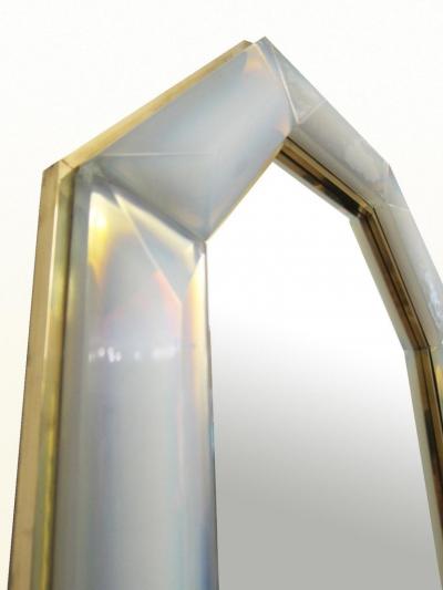 Bespoke Octagon Iridescent Opaline Murano Glass Mirror in Stock