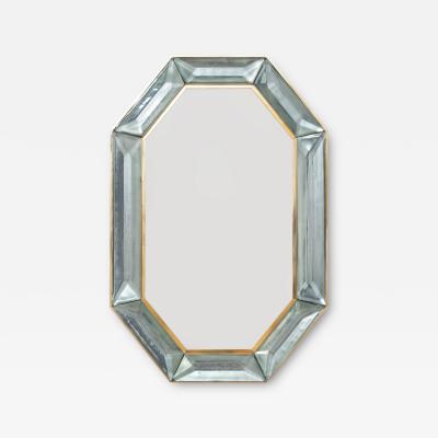 Bespoke Octagon Sea Green Murano Glass Mirror in Stock