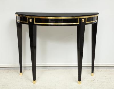 Bespoke Pair of Consoles in the Neoclassic Style with Brass Banding