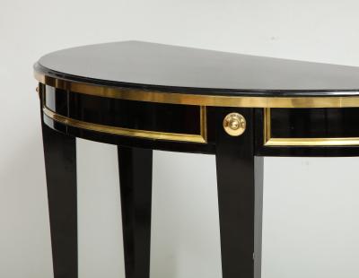 Bespoke Pair of Consoles in the Neoclassic Style with Brass Banding