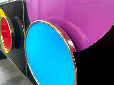 Bespoke Pop Art Italian Black Yellow Pink Multicolor Modern Credenza Sideboard