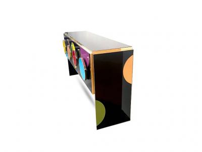 Bespoke Pop Art Italian Black Yellow Pink Multicolor Modern Credenza Sideboard