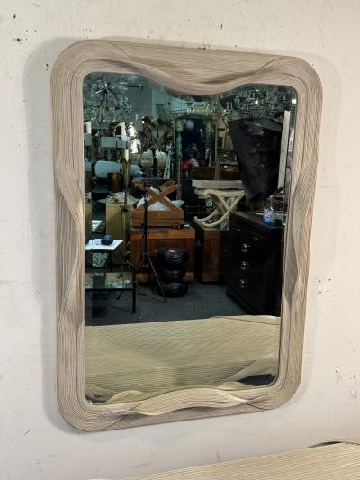 Betty Cobonpue ORGANIC MODERNIST PENCIL REED BAMBOO MIRROR AND MATCHING CONSOLE