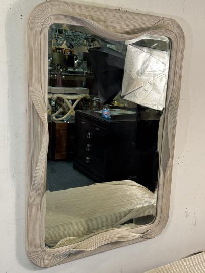 Betty Cobonpue ORGANIC MODERNIST PENCIL REED BAMBOO MIRROR AND MATCHING CONSOLE