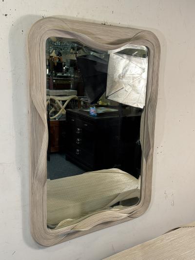 Betty Cobonpue ORGANIC MODERNIST PENCIL REED BAMBOO MIRROR AND MATCHING CONSOLE