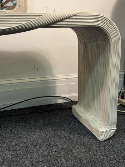 Betty Cobonpue ORGANIC MODERNIST PENCIL REED BAMBOO MIRROR AND MATCHING CONSOLE