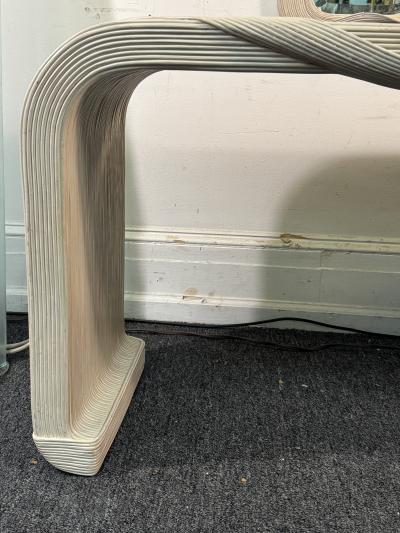 Betty Cobonpue ORGANIC MODERNIST PENCIL REED BAMBOO MIRROR AND MATCHING CONSOLE