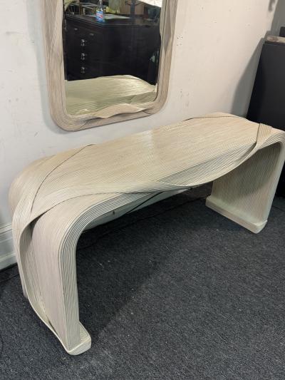 Betty Cobonpue ORGANIC MODERNIST PENCIL REED BAMBOO MIRROR AND MATCHING CONSOLE