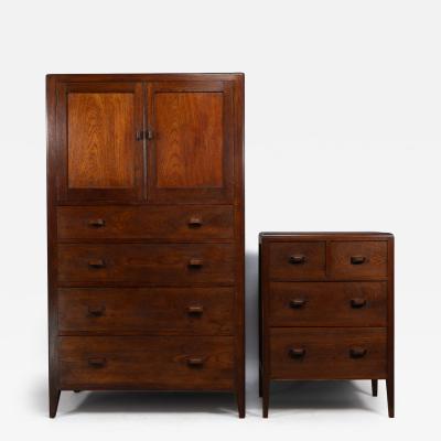 Betty Joel Betty Joel Attri Arts Crafts Oak Tallboy and Matching Petite Chest of Drawers