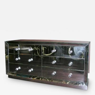 Beveled Front 6 Drawer Mirrored Dresser