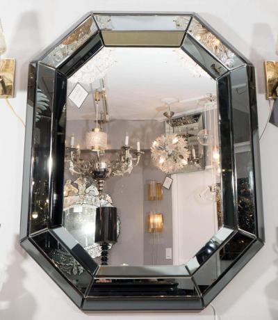 Beveled Gray Glass Octagon Mirror