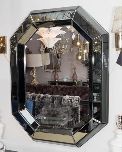 Beveled Gray Glass Octagon Mirror
