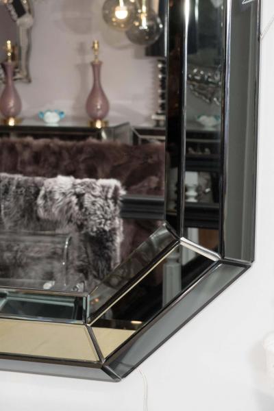 Beveled Gray Glass Octagon Mirror
