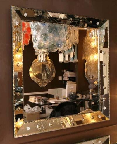 Beveled Square Ponti Mirror with Pie Crust Edge
